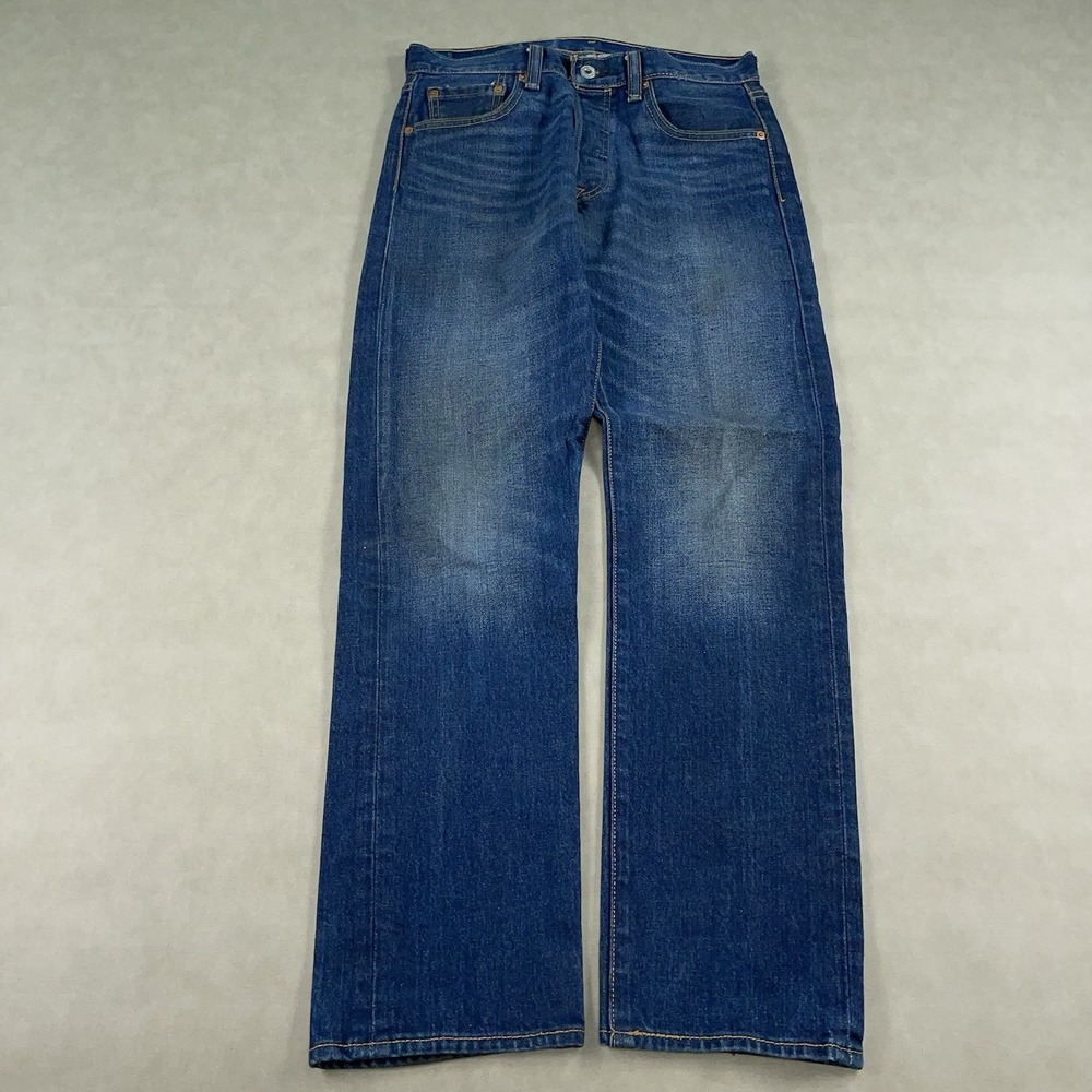 Levi 501 Jeans Mens 30x30 Denim Button Fly Straight Leg Faded Whiskered
